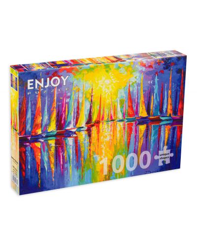 Пъзел Enjoy от 1000 части - Многоцветни лодки - 1
